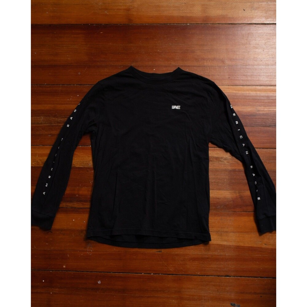 American Eagle Outfitters Black Graphic Logo Men's Crew Neck Long Sleeve T-Shirt